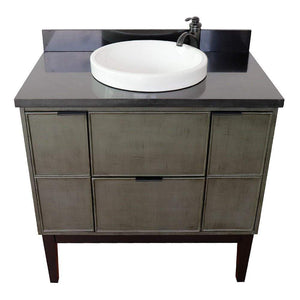 Bellaterra Home Vanity BellaTerra Home 37" Single vanity in Linen Gray finish with Black Galaxy top top and Round Sink 400501-LY-BGRD