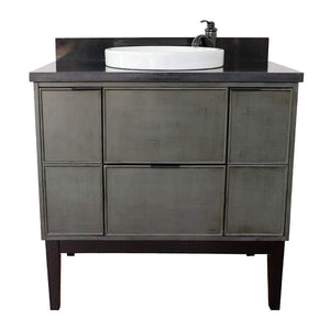 Bellaterra Home Vanity BellaTerra Home 37" Single vanity in Linen Gray finish with Black Galaxy top top and Round Sink 400501-LY-BGRD