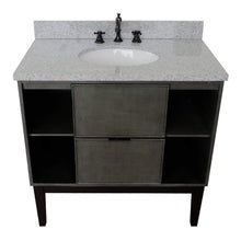 Load image into Gallery viewer, Bellaterra Home Vanity BellaTerra Home 37&quot; Single vanity in Linen Gray finish with Gray granite top and Oval Sink 400502-LY-GYO