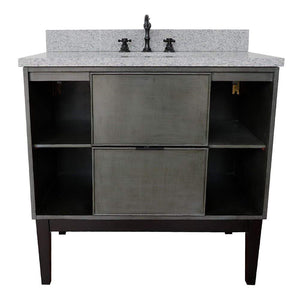 Bellaterra Home Vanity BellaTerra Home 37" Single vanity in Linen Gray finish with Gray granite top and Oval Sink 400502-LY-GYO