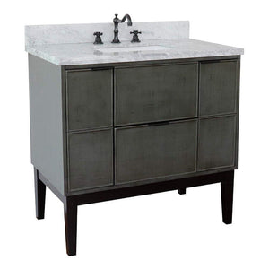 Bellaterra Home Vanity BellaTerra Home 37" Single vanity in Linen Gray finish with White Carrara top and Rectangle Sink 400501-LY-WMR