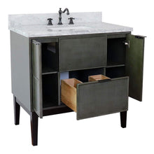 Load image into Gallery viewer, Bellaterra Home Vanity BellaTerra Home 37&quot; Single vanity in Linen Gray finish with White Carrara top and Rectangle Sink 400501-LY-WMR
