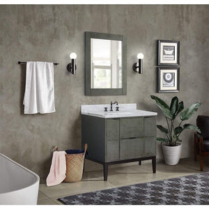 Bellaterra Home Vanity BellaTerra Home 37" Single vanity in Linen Gray finish with White Carrara top and Rectangle Sink 400501-LY-WMR
