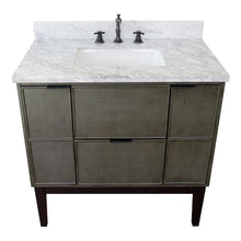 Load image into Gallery viewer, Bellaterra Home Vanity BellaTerra Home 37&quot; Single vanity in Linen Gray finish with White Carrara top and Rectangle Sink 400501-LY-WMR