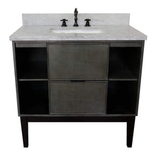 Load image into Gallery viewer, Bellaterra Home Vanity BellaTerra Home 37&quot; Single vanity in Linen Gray finish with White Carrara top and Rectangle Sink 400502-LY-WMR