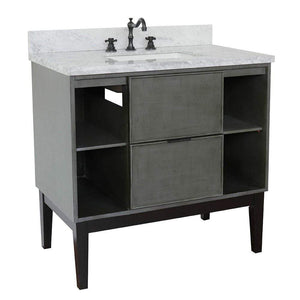 Bellaterra Home Vanity BellaTerra Home 37" Single vanity in Linen Gray finish with White Carrara top and Rectangle Sink 400502-LY-WMR