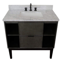 Load image into Gallery viewer, Bellaterra Home Vanity BellaTerra Home 37&quot; Single vanity in Linen Gray finish with White Carrara top and Rectangle Sink 400502-LY-WMR