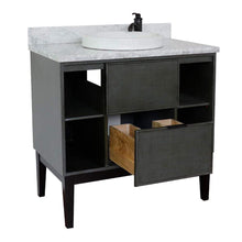 Load image into Gallery viewer, Bellaterra Home Vanity BellaTerra Home 37&quot; Single vanity in Linen Gray finish with White Carrara top and Round Sink 400502-LY-WMRD
