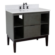 Load image into Gallery viewer, Bellaterra Home Vanity BellaTerra Home 37&quot; Single vanity in Linen Gray finish with White Quartz top and Oval Sink 400502-LY-WEO