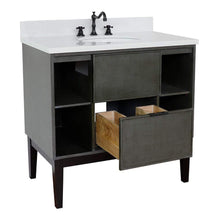Load image into Gallery viewer, Bellaterra Home Vanity BellaTerra Home 37&quot; Single vanity in Linen Gray finish with White Quartz top and Oval Sink 400502-LY-WEO