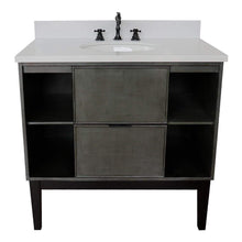 Load image into Gallery viewer, Bellaterra Home Vanity BellaTerra Home 37&quot; Single vanity in Linen Gray finish with White Quartz top and Oval Sink 400502-LY-WEO