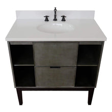 Load image into Gallery viewer, Bellaterra Home Vanity BellaTerra Home 37&quot; Single vanity in Linen Gray finish with White Quartz top and Oval Sink 400502-LY-WEO