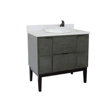Load image into Gallery viewer, Bellaterra Home Vanity BellaTerra Home 37&quot; Single vanity in Linen Gray finish with White Quartz top and Round Sink 400501-LY-WERD