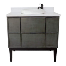 Load image into Gallery viewer, Bellaterra Home Vanity BellaTerra Home 37&quot; Single vanity in Linen Gray finish with White Quartz top and Round Sink 400501-LY-WERD