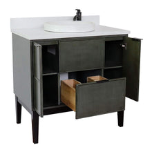 Load image into Gallery viewer, Bellaterra Home Vanity BellaTerra Home 37&quot; Single vanity in Linen Gray finish with White Quartz top and Round Sink 400501-LY-WERD