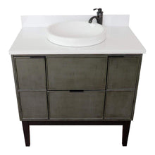 Load image into Gallery viewer, Bellaterra Home Vanity BellaTerra Home 37&quot; Single vanity in Linen Gray finish with White Quartz top and Round Sink 400501-LY-WERD