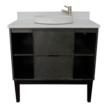 Load image into Gallery viewer, Bellaterra Home Vanity BellaTerra Home 37&quot; Single vanity in Linen Gray finish with White Quartz top and Round Sink 400502-LY-WERD