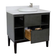 Load image into Gallery viewer, Bellaterra Home Vanity BellaTerra Home 37&quot; Single vanity in Linen Gray finish with White Quartz top and Round Sink 400502-LY-WERD