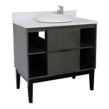 Load image into Gallery viewer, Bellaterra Home Vanity BellaTerra Home 37&quot; Single vanity in Linen Gray finish with White Quartz top and Round Sink 400502-LY-WERD