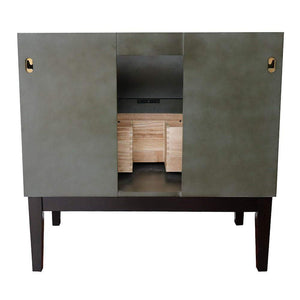 Bellaterra Home Vanity BellaTerra Home 37" Single vanity in Linen Gray finish with White Quartz top and Round Sink 400502-LY-WERD