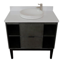 Load image into Gallery viewer, Bellaterra Home Vanity BellaTerra Home 37&quot; Single vanity in Linen Gray finish with White Quartz top and Round Sink 400502-LY-WERD