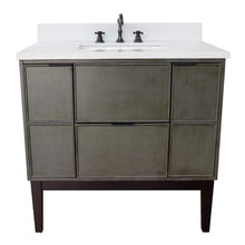Load image into Gallery viewer, Bellaterra Home Vanity BellaTerra Home 37&quot; Single vanity in Linen Gray finsih with White Quartz top and rectangle sink 400501-LY-WER