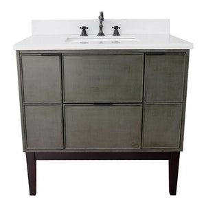 Bellaterra Home Vanity BellaTerra Home 37" Single vanity in Linen Gray finsih with White Quartz top and rectangle sink 400501-LY-WER