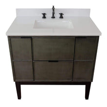 Load image into Gallery viewer, Bellaterra Home Vanity BellaTerra Home 37&quot; Single vanity in Linen Gray finsih with White Quartz top and rectangle sink 400501-LY-WER
