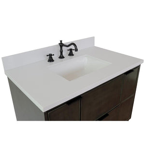 Bellaterra Home Vanity BellaTerra Home 37" Single vanity in Linen Gray finsih with White Quartz top and rectangle sink 400501-LY-WER