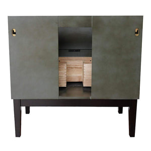 Bellaterra Home Vanity BellaTerra Home 37" Single vanity in Linen Gray finsih with White Quartz top and rectangle sink 400501-LY-WER