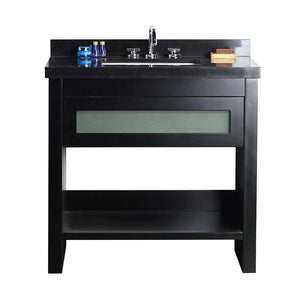 Bellaterra Home Vanity BellaTerra Home 37" Single vanity in Matte Black finish top with Black Galaxy and Rectangle Sink 808185-36-BL-BGR