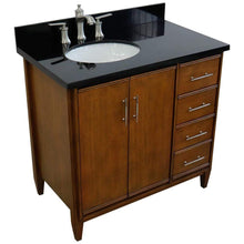 Load image into Gallery viewer, Bellaterra Home Vanity BellaTerra Home 37&quot; Single vanity in Walnut finish with Black galaxy and oval sink- Left door/Left sink 400901-37L-WA-BGOL
