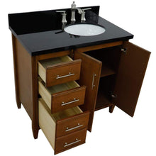 Load image into Gallery viewer, Bellaterra Home Vanity BellaTerra Home 37&quot; Single vanity in Walnut finish with Black galaxy and oval sink- Right door/Right sink 400901-37R-WA-BGOR