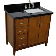 Load image into Gallery viewer, Bellaterra Home Vanity BellaTerra Home 37&quot; Single vanity in Walnut finish with Black galaxy and rectangle sink- Right door/Right sink 400901-37R-WA-BGRR