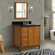 Load image into Gallery viewer, Bellaterra Home Vanity BellaTerra Home 37&quot; Single vanity in Walnut finish with Black galaxy and rectangle sink- Right door/Right sink 400901-37R-WA-BGRR
