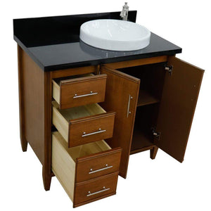 Bellaterra Home Vanity BellaTerra Home 37" Single vanity in Walnut finish with Black galaxy and round sink- Right door/Right sink 400901-37R-WA-BGRDR