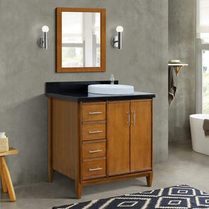 Bellaterra Home Vanity BellaTerra Home 37" Single vanity in Walnut finish with Black galaxy and round sink- Right door/Right sink 400901-37R-WA-BGRDR
