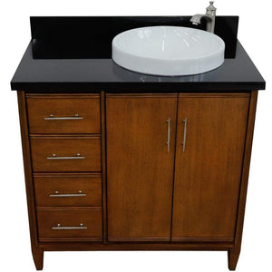 Bellaterra Home Vanity BellaTerra Home 37" Single vanity in Walnut finish with Black galaxy and round sink- Right door/Right sink 400901-37R-WA-BGRDR