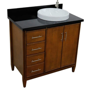 Bellaterra Home Vanity BellaTerra Home 37" Single vanity in Walnut finish with Black galaxy and round sink- Right door/Right sink 400901-37R-WA-BGRDR