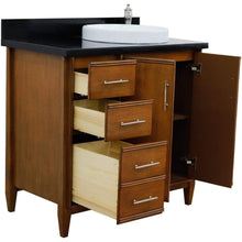 Load image into Gallery viewer, Bellaterra Home Vanity BellaTerra Home 37&quot; Single vanity in Walnut finish with Black galaxy and round sink- Right door/Right sink 400901-37R-WA-BGRDR