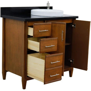 Bellaterra Home Vanity BellaTerra Home 37" Single vanity in Walnut finish with Black galaxy and round sink- Right door/Right sink 400901-37R-WA-BGRDR