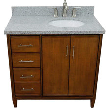 Load image into Gallery viewer, Bellaterra Home Vanity BellaTerra Home 37&quot; Single vanity in Walnut finish with Gray granite and oval sink- Right door/Right sink 400901-37R-WA-GYOR