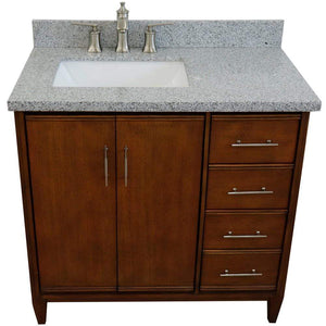 Bellaterra Home Vanity BellaTerra Home 37" Single vanity in Walnut finish with Gray granite and rectangle sink- Left door/Left sink 400901-37L-WA-GYRL
