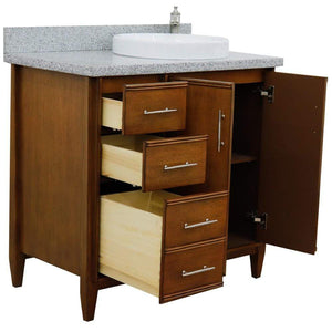Bellaterra Home Vanity BellaTerra Home 37" Single vanity in Walnut finish with Gray granite and round sink- Right door/Right sink 400901-37R-WA-GYRDR