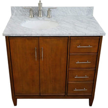 Load image into Gallery viewer, Bellaterra Home Vanity BellaTerra Home 37&quot; Single vanity in Walnut finish with White Carrara and oval sink- Left door/Left sink 400901-37L-WA-WMOL