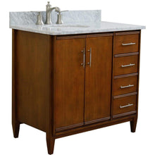 Load image into Gallery viewer, Bellaterra Home Vanity BellaTerra Home 37&quot; Single vanity in Walnut finish with White Carrara and oval sink- Left door/Left sink 400901-37L-WA-WMOL