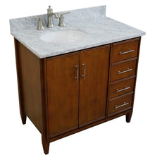 Load image into Gallery viewer, Bellaterra Home Vanity BellaTerra Home 37&quot; Single vanity in Walnut finish with White Carrara and oval sink- Left door/Left sink 400901-37L-WA-WMOL