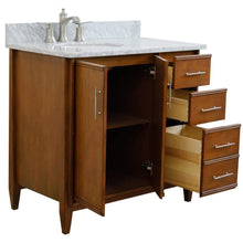 Load image into Gallery viewer, Bellaterra Home Vanity BellaTerra Home 37&quot; Single vanity in Walnut finish with White Carrara and oval sink- Left door/Left sink 400901-37L-WA-WMOL
