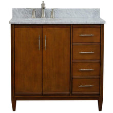 Load image into Gallery viewer, Bellaterra Home Vanity BellaTerra Home 37&quot; Single vanity in Walnut finish with White Carrara and oval sink- Left door/Left sink 400901-37L-WA-WMOL