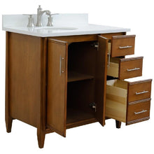 Load image into Gallery viewer, Bellaterra Home Vanity BellaTerra Home 37&quot; Single vanity in Walnut finish with White quartz and oval sink- Left door/Left sink 400901-37L-WA-WEO
